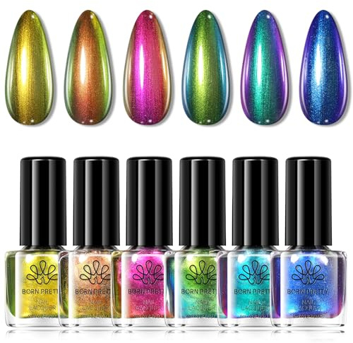 Born Pretty Nagellack Set Schnelltrocknend 6 Farben Herbst Winter Blau Grün Violett Nagellack Ohne UV Lampe