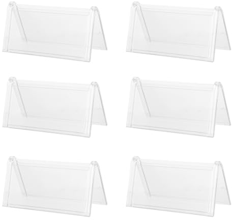 Gogogmee Porta Cartellini da Scrivania Bifacciale Trasparente Base Stabile Set da 6 Pezzi per Ufficio Conferenze Eventi e Aule Porta Targhetta e Cornice per Cartellini da Tavolo