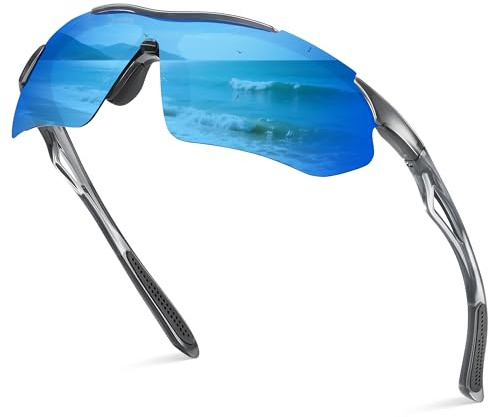 suoso Polarisierte Fahrradbrille für Herren und Damen, Halbrahmen, Sport-Sonnenbrille, MTB-Brille, für Outdoor, Laufen, Motorrad, Fahrrad, A03
