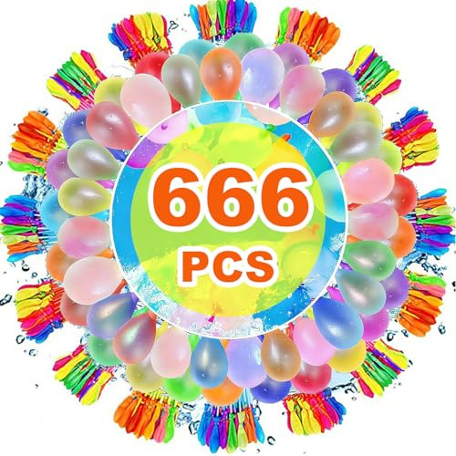 XINCHEN 666 Stück Wasserbomben Selbstschließend, Bunch o Balloons Bunt Wasserballons, 60 Sekunden Schnellfüller, Wiederverwendbare Wasserbomben, Wasserbomben Luftballons，für Strände, Poolparty