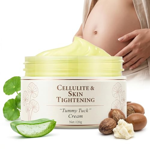 Shea Butter Lotion, Belly Butter Stretch Mark Cream for Pregnancy Belly Cream, Cellulite & Skin Tightening Body Moisturiser with Collagen for Belly, Thighs & Hips to Smooth and Firm Skin Texture, 120g