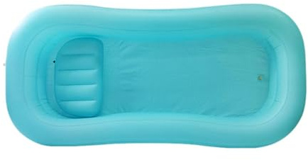 F Fityle Inflatable Bathtub Bed Bath Lightweight for Elderly Full Body Washing in Bed Foldable Ergonomic Accessory Bedside Bath Tub, Sky Blue