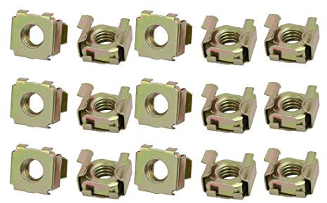Sourcingmap 15pcs M8 Carbon Steel Captive Cage Nut Brass Tone for Server Shelf Cabinet