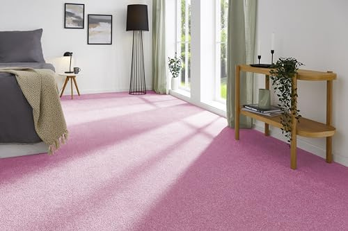 andiamo Teppichboden Izmir für Wohnzimmer und Kinderzimmer - Teppichboden Meterware zum Verlegen - Teppichbelag mit hoher Trittschalldämmung - weicher Teppichboden 400 x 500 cm Pink