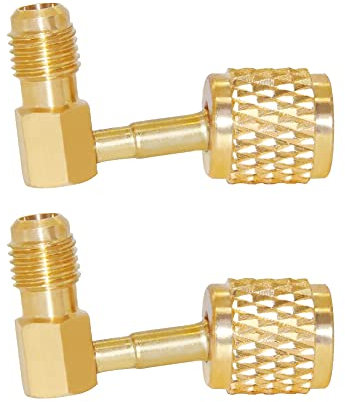 Joyway Lot de 2 adaptateurs coudés à 90° SAE mâle mâle 5/16 SAE femelle pour système CVC R410A Mini Split en laiton