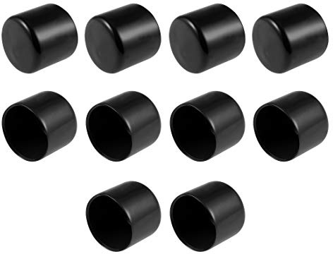 sourcing map Rubber End Caps 35mm ID Vinyl Round End Cap Black 10pcs | Protective Caps Vinyl Round End Cap Cover Screw Thread Protector