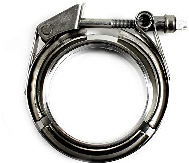 X-Parts V-Band Schelle 63,5mm (2,5) mit FLANSCH, NUT und Schnellverschluss - Edelstahl - Silber - V-Band Schelle für Turbolader, Wastegate, Auspuff & Co.