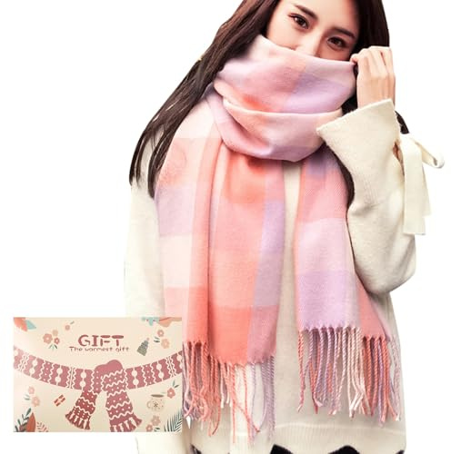 Tuopuda Schal Damen Winter Herbst Oversized Kaschmir Quadratisch Deckenschal Karo Tartan Streifen Plaid Muster Herbstschal Winterschal lange Weich Wraps