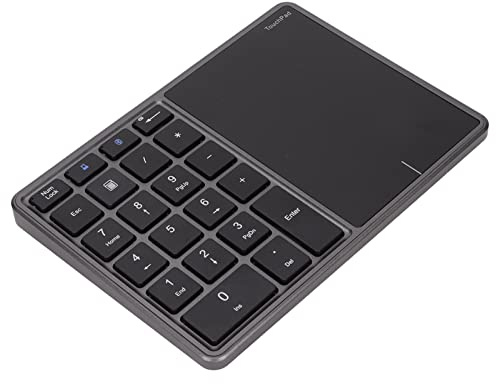 Lazmin112 Wireless Numeric Keypad, 22 Keys 2.4G Bluetooth Number Keyboard with Touchpad, Type C Interface, Support for Win, for iOS, for Android, for OS X Systems(Grey)
