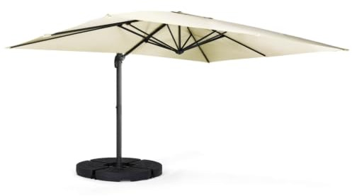IDMarket - Sonnenschirm 360° drehbar Calvi Ecru 3x4 M mit 4 Fliesen und Hülle