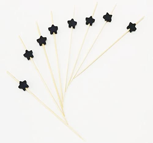 AILEXI Cocktail-Sticks 100 Zählungen Zahnstocher Aus Holz Partyzubehör RÜSchen Fingerfood Obst Sandwich Knabbereien - Schwarze Sterne