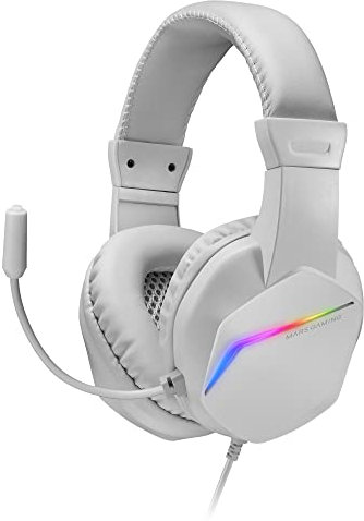 Mars Gaming MH122, Casque de Jeu FRGB Over Ear avec Microphone, Son HiFi, Annulation du Son, Ultra Léger, PS4 PS5 Xbox Switch Switch 2 Tablet Windows Mac, Blanc