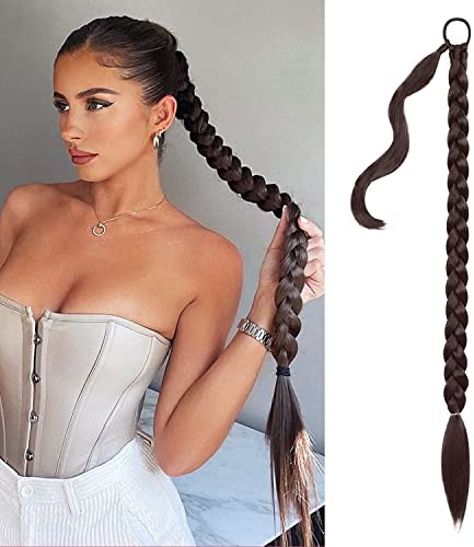 Ponytail Braid Extension Langer Pferdeschwanz Zopfverlängerung mit Haargummi 80cm Wrap Around DIY Zopf Pferdeschwanz Synthetische Pony Haarteile für den täglichen Gebrauch
