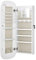 SONGMICS Armoire à Bijoux, Miroir Mural avec LED et Serrure, Miroir Psyché avec Plusieurs Compartiments, pour Boucles d’Oreilles, Colliers, Surface Blanche et Doublure Grise Beige JJC026W01