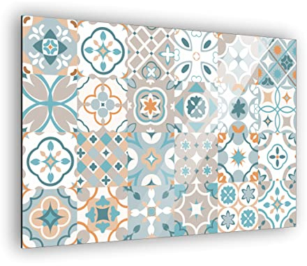 Küchen Spritzschutz Fliesenmuster in verschiedene Größen | Küchenrückwand | Aluverbund | Fliesenschutz | Paneele | Küchenfliesen | Fliesenspiegel | Rückwand (Aluverbund 60x60cm, Fliesenmuster #4)
