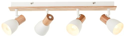 Lightbox Nature Spotbalken aus Pappel - 17 x 58 x 7 cm - Deckenstrahler mit schwenkbaren Köpfen - 4 x E14, max. 28 W - aus Metall/Holz - in Weiß/Natur