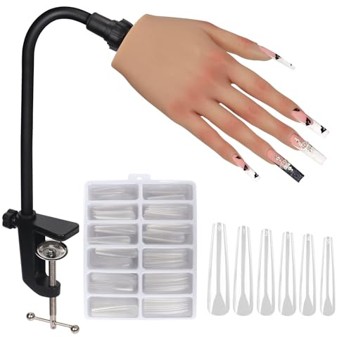 Silicone Practice Hand for Acrylic Nails: Flexible Nail Practice Hand for Beginners - Bendable Fake Hand for Professional Salons Home DIY Nail Art