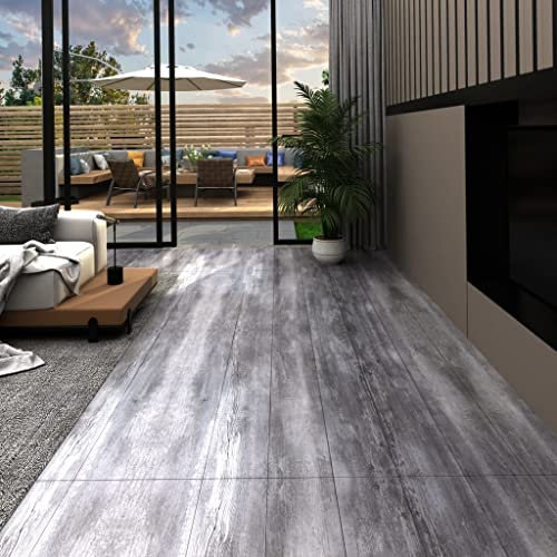LAPOOH PVC-Laminat 5,02 m² 2 mm Selbstklebend Matt Holzgrau, Fliesenfolie, Laminatboden, Küchenrückwand Folie, Bodenbelag Selbstklebend, Wandverkleidung, Deckenpaneele