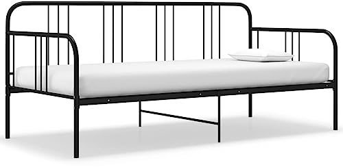 ZQQLVOO Bettgestell Familienbett Palettenbett Schlafsofa Bettgestell Schwarz Metall 90x200 cm