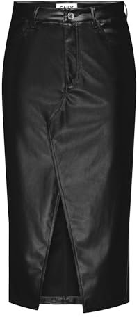 ONLY Onllola-elyna HW Jupe Longue en métal, Noir, M Femme