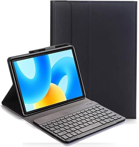 YHFZR Keyboard Case for Amazon Fire HD 10 Inch 2023/2021 - (QWERTY Layout) Slim Flip with Removable Wireless Keyboard Stand Case Cover for Amazon Fire HD 10 Inch 2023/2021, Black
