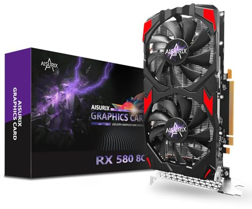 Kelinx AISURIX RX 580 Graphics Card, 2048SP, Real 8GB, GDDR5, 256 Bit, Pc Gaming Video Card, 2XDP, HDMI, PCI Express 3.0 with Freeze Fan Stop for Desktop Computer Gaming Gpu