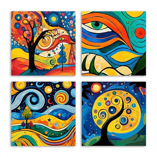emmena - Set Quadri da Parete - Hidden Gems: Wall Art 1 - Composizione di 4 Quadri in Legno 30x30 cm