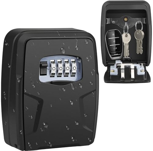 Diyife Boîte à Clé, Key Lock Box avec Code à 4 Chiffres, Extérieur Étanche Métal Boîte à Clé Sécurisée, Combinaison Clés Stockage Boîte de Verrouillage, pour Maison Garage à L'école | Boite a Clefs Securisee Exterieur, Combinaison Clés Stockage Boîte de Verrouillage, pour Maison Garage à L'école