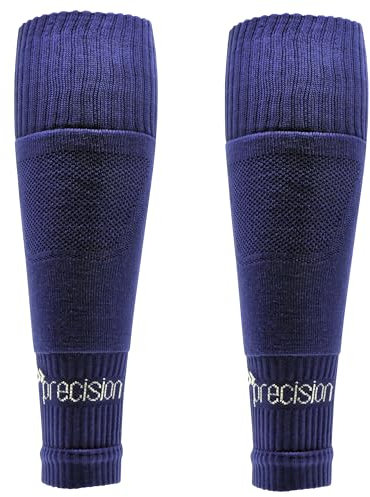 Precision Training Pro Junior Footless Sleeve Sport Socks, Stretch Fit, Compression Support for Football, Rugby and Hockey, Navy Blue, Sizes 12 Child UK - 6 UK