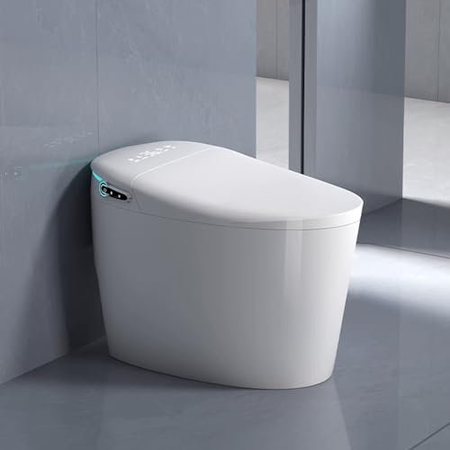 JATBFCC Toilettes de bidet intelligentes pour salles de bains, toilettes intégrées avec bidet intégré, double chasse d'eau, lumière LED, siège chauffant, interrupteur automatique