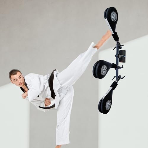 Elitix Wing Chun Dummy Kinder Erwachsene Taekwondo Karate Stehend Treten Ziel, Freistehende Wing-Chun-Kung-Fu-Übungs-Dummy-Pads, Kick-Bein-Ziel-Übungsstapel