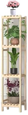 HUHJYUGE Blumenleiter Holz, Blumentreppe Ecke Draußen, Pflanzenständer Outdoor, Blumenregal Modern, Pflanzenregal Indoor, Blumenständer Holz Wohnzimmer, für Innen Garten Balkon Deko