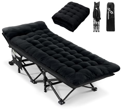 Sportneer Culla da Campeggio Portatile con Materasso, Culle da Dormire Pieghevoli per Adulti, 71/81cm Letto da Campeggio Pieghevole Resistente con Imbottitura per Campeggio