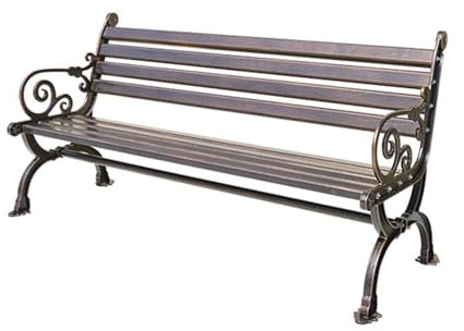 Outdoor-bank, 59-zoll-aluminiumrahmen, 3-personen-patio-gartenbank, Große Terrassen-gartenbank, Terrassenbank Für Veranda-park Mit Rückenlehne Und Armlehnen, Lattenrost-design, Für Outdoor-park(150cm/