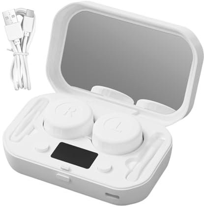 Eye Contact Cleaner, Ultrasonic Contact Lens Cleaner, Advanced Clean Care Contact Lens Machine, Solution Soak Case for RGP, Hard, Soft Lens