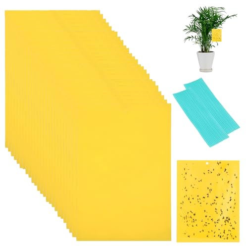 MYHOGOOD 25 PCS Yellow Sticky Fly Traps Indoor Plant, Double-Sided Fruit Fly Traps Fungus Gnat Sticky Traps, Waterproof Fly Insect Catcher for Garden Mosquitos, Flying Aphid, Whiteflies, Fruit Flies