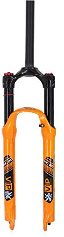 HIFRQVVC Mountainbike-Gabel Zugstufe einstellen, 26 27,5 Mountainbike-Federgabel, 1-1/8 Aluminiumlegierung Luftgabeln Stoßdämpfer Schultersteuerungsweg: 100 mm(Orange,27.5 inch)
