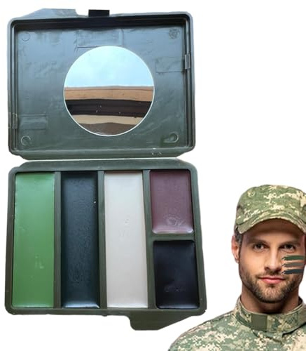 Peinture de visage camouflage de chasse - Peinture de visage camouflage imperméable à l'eau | 5 couleurs de maquillage imperméable à l'eau, peinture de maquillage portable, durable et dissimulant pour