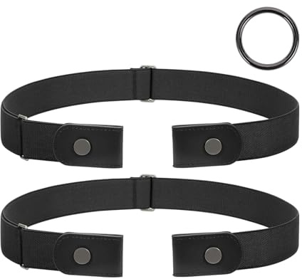 JasGood 2 Stück Herren Schnallenfreier Elastischer Gürtel Ohne Schnalle, Schnallenloser Unsichtbarer Gürtel für Herren 3,5cm Breite