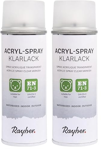 Rayher Barniz en spray transparente, mate, para interior y exterior 200 ml, 34146000 (Paquete de 2)