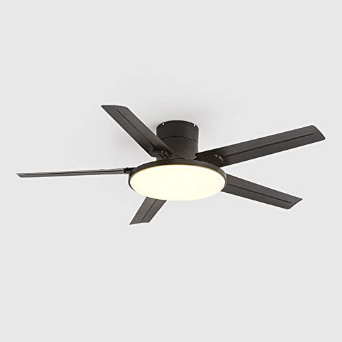 Modern 52 Inch Stainless Steel Outdoor Ceiling Fan with Lights and Remote Control Low Profile Flush Mount Smart Ceiling Fan for Bedroom Quiet Mute Operation Ideal for Indoor and Outdoor Use