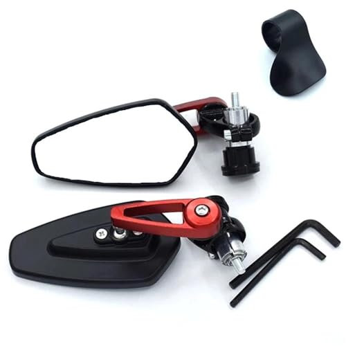 KCBHSH Seitenrückspiegel 7/8 22 Mm Lenkerendenspiegel Für Motorrad Für Z800 Z900 Z1000 ER-6F ER-6N Lenkerrückspiegel 1 Paar(ROT,X1)