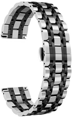 BINLUN Premium-Uhrenarmbänder aus Edelstahl, solide, Ersatz-Uhrenarmbänder für Damen und Herren, 6 Farben (Gold, Silber, Schwarz, Roségold, Goldton, Roségold), 13 Größen (12 mm – 24 mm)