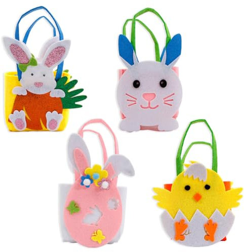 Huamengyuan Ostertüten, Osterbasteln zum Selbermachen, Ostertüten aus Filz, Osterkörbchen für Kinder, Ostergeschenke, Ostereiersuchtüten, Ostergeschenktüten, Osterhasentüte, Osterkükentüte