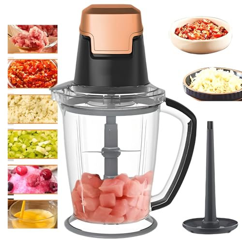 Combo de Procesador de Alimentos, Picadora de Carne Eléctrica de 1000 W, Picadora y Licuadora de Verduras de Gran Capacidad de 2 L, 6 Cuchillas de Acero Inoxidable Batidoras de Frutas Para Café