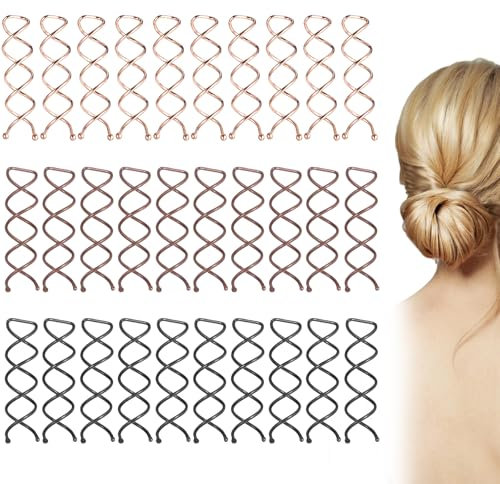 Qianyu 30 Stück Spirale Haarspange DIY Spiral Pin Haarstyling Spiralförmig Spirale Haar Clip Brötchen Haarnadel Rotierende Haar Accessoires für Stil Geeignet Verschiedene Frisuren