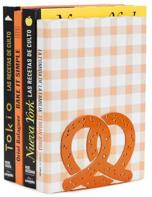 Balvi Buchstütze Pretzel Braun Farbe Originelles Design in Form Einer Brezel Metall