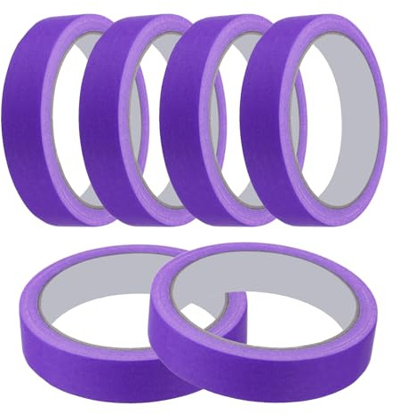 sourcing map Lot de 6 rouleaux de ruban de masquage violet de 2 cm x 20 m pour bricolage, artisanat, dessin, décoration, étiquetage, peinture de voiture, artistes, enseignants