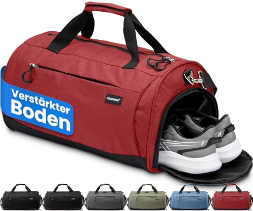 HELDENWERK® Sporttasche Damen & Herren Reisetasche mit Schuhfach & Nassfach | AirFlow-Belüftungssystem, Verstärkter Boden, Wasserdichtes Nassfach, Angenehme Polsterung, Verstärkte Nähte, 2 in 1 System
