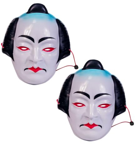 COMPUKAS 2stücke Japanische Samurai-masken Handbemalte Vollgesicht Cosplay Requisiten Für Theateraufführungen Festivals Und Kostümpartys Für Und